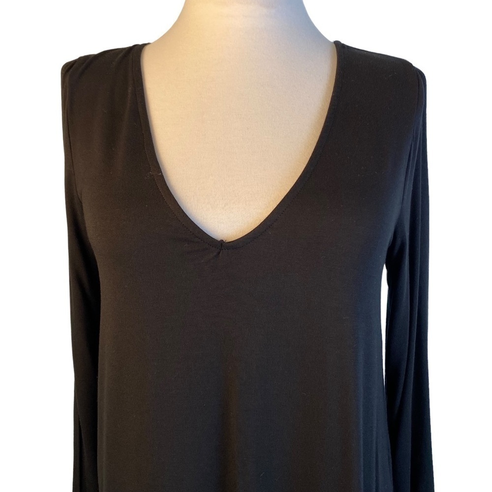 𝅺lulu’s Shifting Dears Black Mini Slit Open Sleeve Dress Size Small - Picture 3 of 8